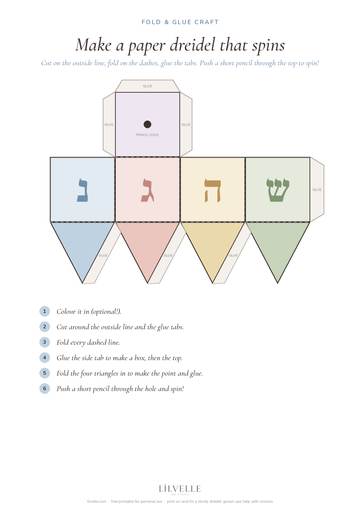 Preview of Fold-up paper dreidel that spins