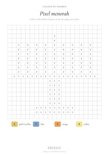 Preview of Pixel menorah colour by number