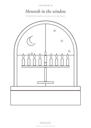 Preview of Menorah in the window colouring